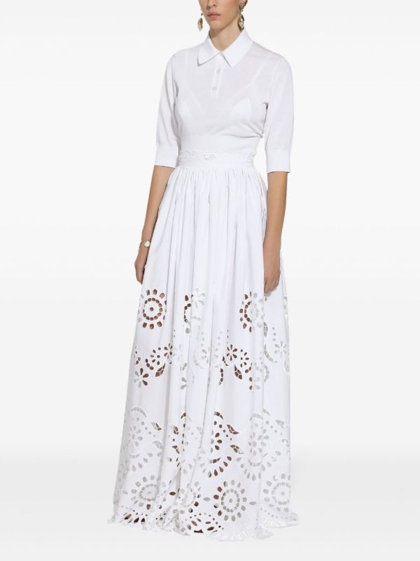 Browns Dolce & Gabbana White Broderie Anglaise Long Skirt | Browns Full Skirts