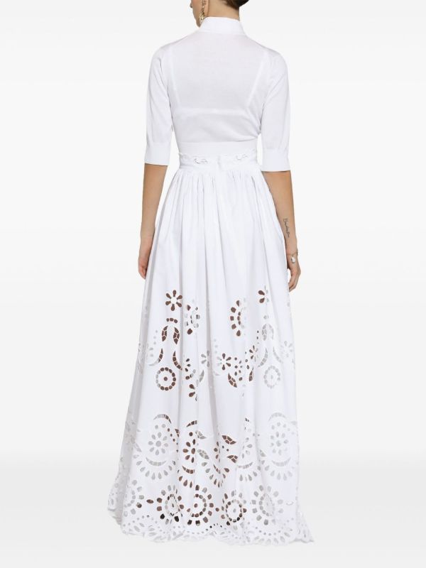 Browns Dolce & Gabbana White Broderie Anglaise Long Skirt | Browns Full Skirts