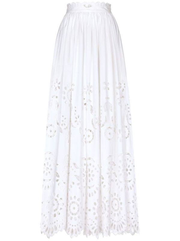 browns Dolce & Gabbana White Broderie Anglaise Long Skirt | Browns Full Skirts