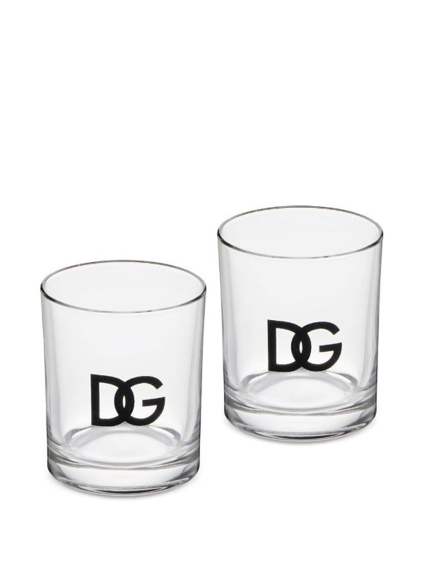 Browns Dolce & Gabbana White DG Logo Print Water Glasses | Browns Glassware