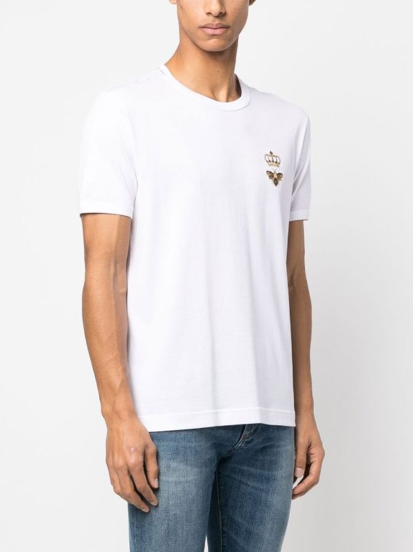 Browns Dolce & Gabbana White Embroidered Cotton T-shirt | Browns T-Shirts