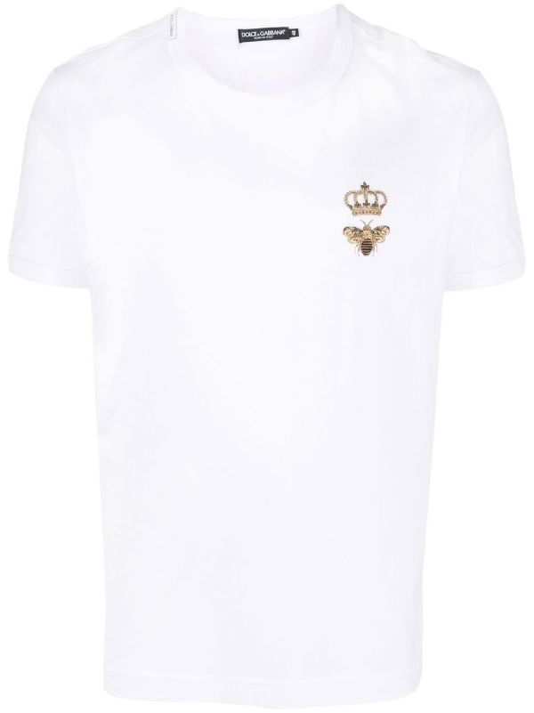 browns Dolce & Gabbana White Embroidered Cotton T-shirt | Browns T-Shirts