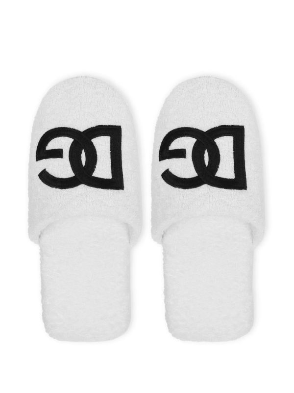 Browns Dolce & Gabbana White Interlocking DG Logo Slippers | Browns Flip Flops & Slides