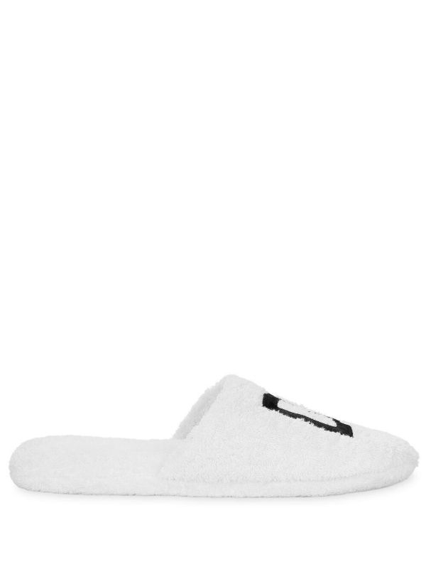 browns Dolce & Gabbana White Interlocking DG Logo Slippers | Browns Flip Flops & Slides