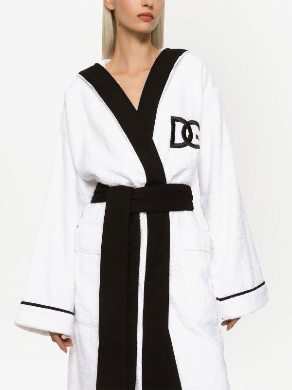 Browns Dolce & Gabbana White Logo-embroidered Cotton Robe | Browns Dressing Gowns & Robes
