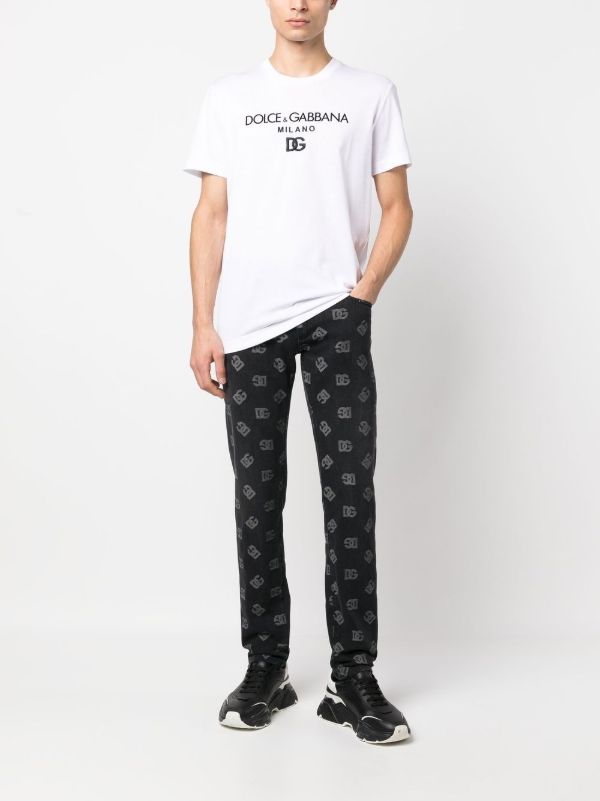 Browns Dolce & Gabbana White Logo Embroidered T-Shirt | Browns T-Shirts