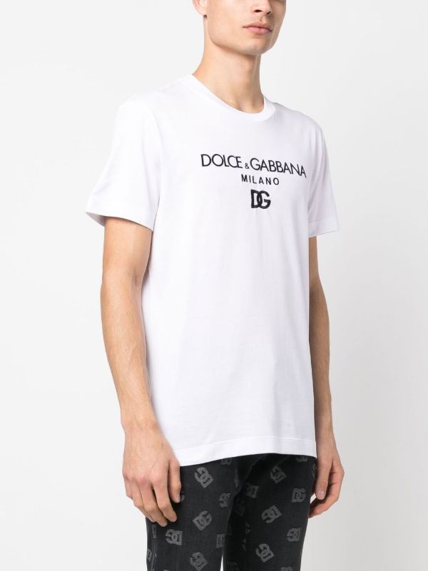 Browns Dolce & Gabbana White Logo Embroidered T-Shirt | Browns T-Shirts