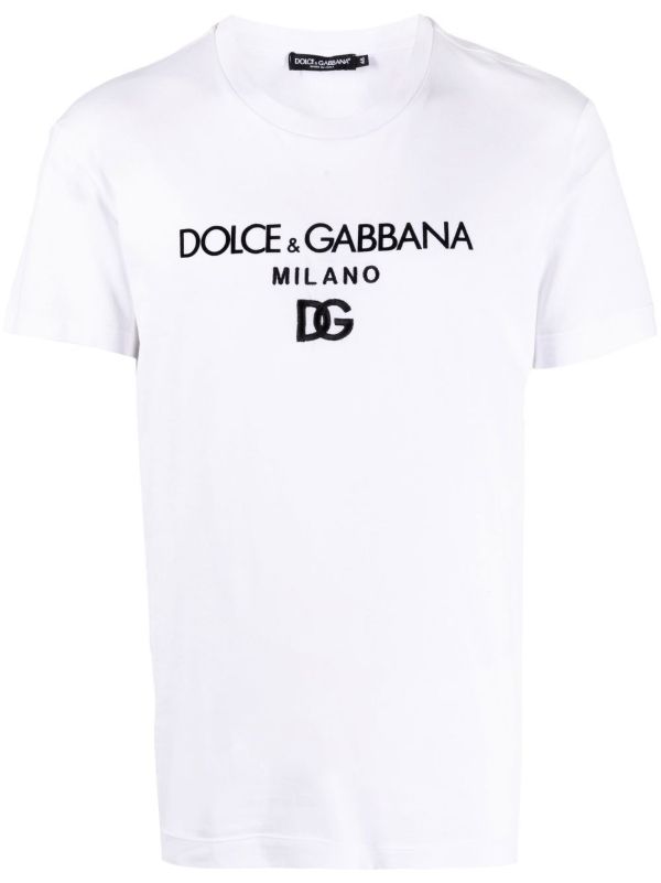 browns Dolce & Gabbana White Logo Embroidered T-Shirt | Browns T-Shirts