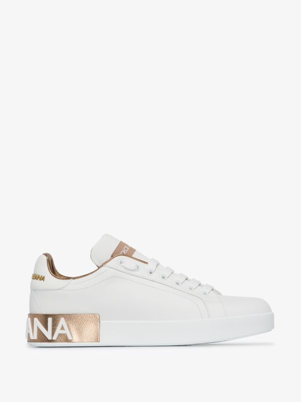browns Dolce & Gabbana White Portofino leather logo sneakers | Browns Sneakers