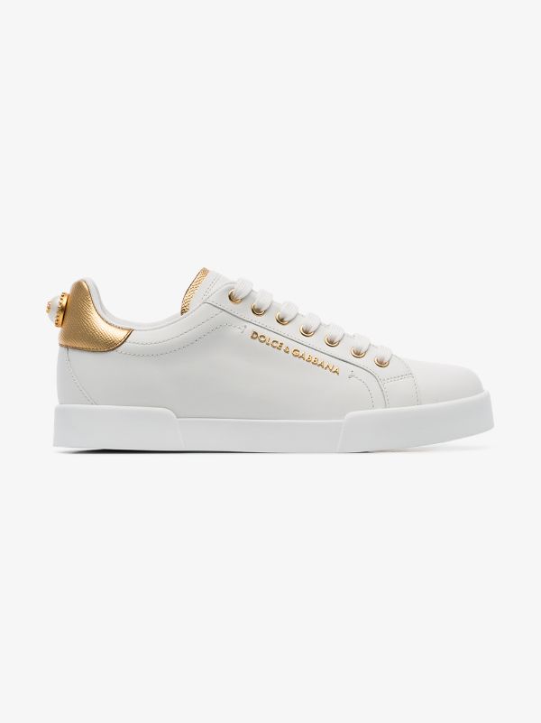 browns Dolce & Gabbana white Portofino leather sneakers | Browns Sneakers