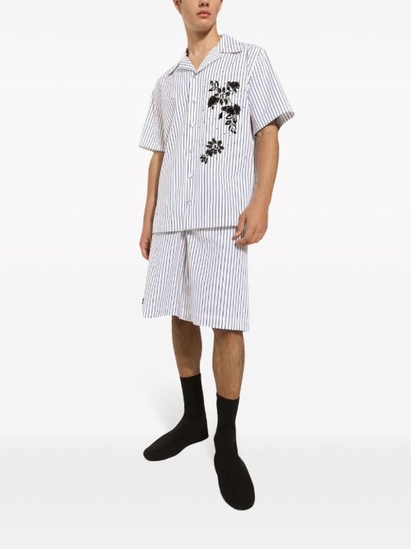 Browns Dolce & Gabbana White Striped Cotton Shorts | Browns Deck Shorts