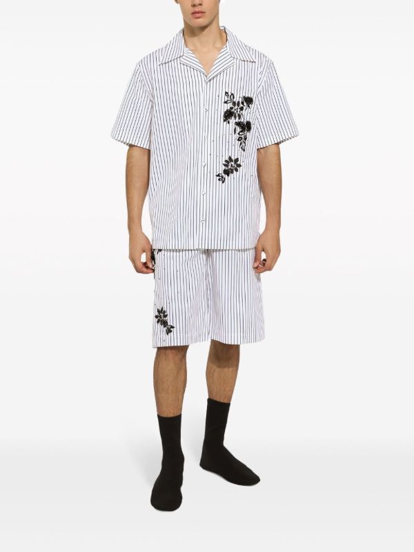 Browns Dolce & Gabbana White Striped Cotton Shorts | Browns Deck Shorts