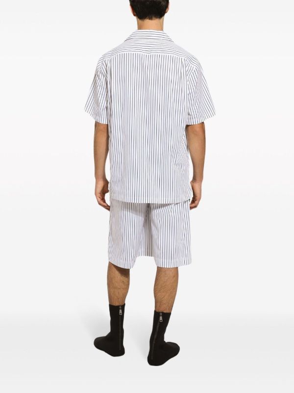 Browns Dolce & Gabbana White Striped Cotton Shorts | Browns Deck Shorts