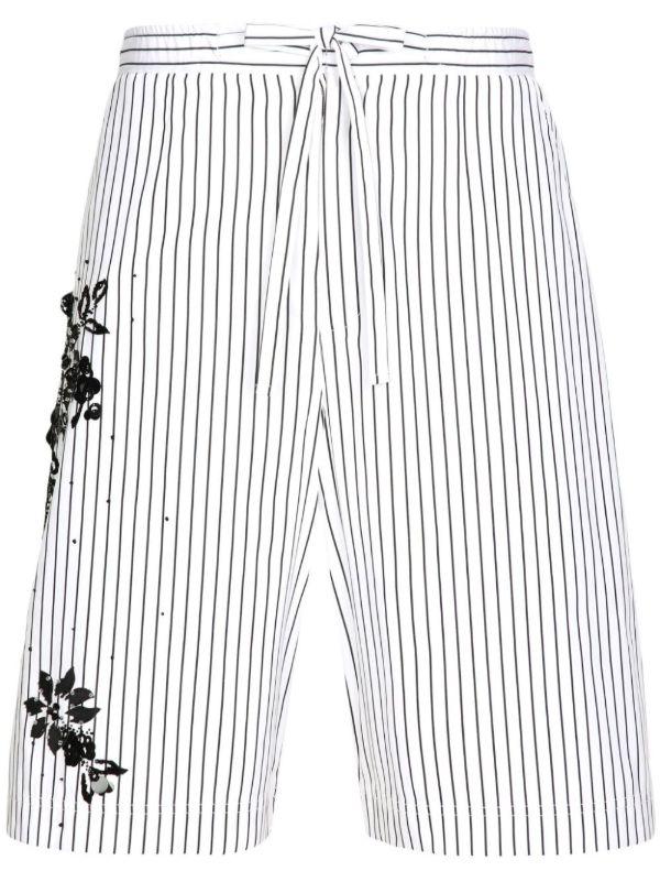 browns Dolce & Gabbana White Striped Cotton Shorts | Browns Deck Shorts