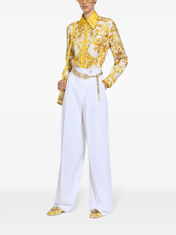 Browns Dolce & Gabbana Wide-Leg Cotton Trousers | Browns Wide-Leg Pants