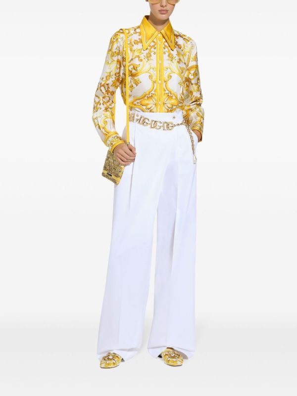 Browns Dolce & Gabbana Wide-Leg Cotton Trousers | Browns Wide-Leg Pants