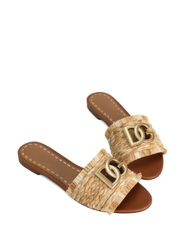 Browns Dolce & Gabbana Woven-raffia Flat Sandals | Browns Sandals