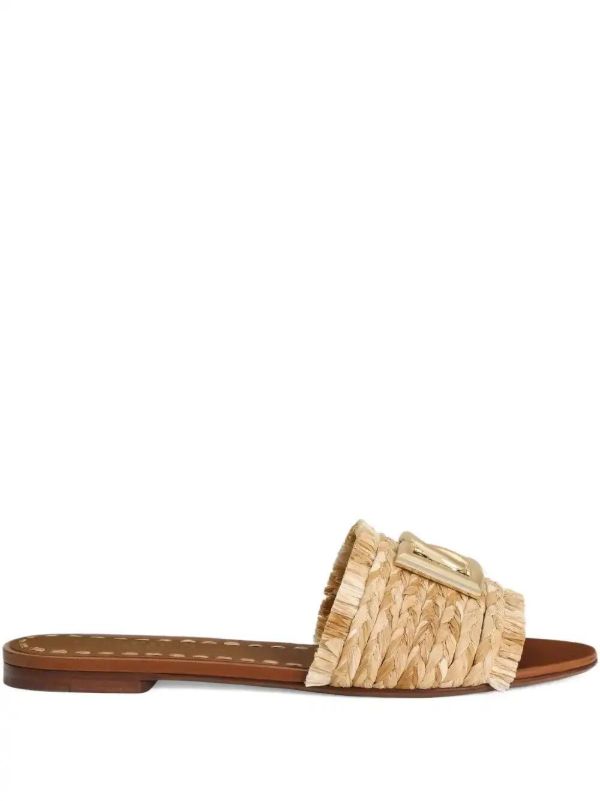 browns Dolce & Gabbana woven-raffia flat sandals | Browns Sandals