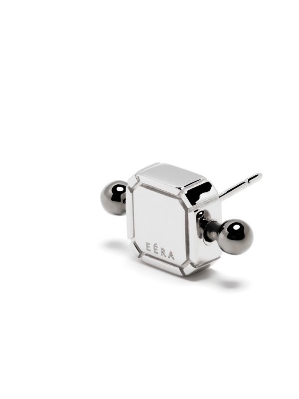 Browns EÉRA 18K White Gold Black Bar Square Post Earring | Browns Earrings