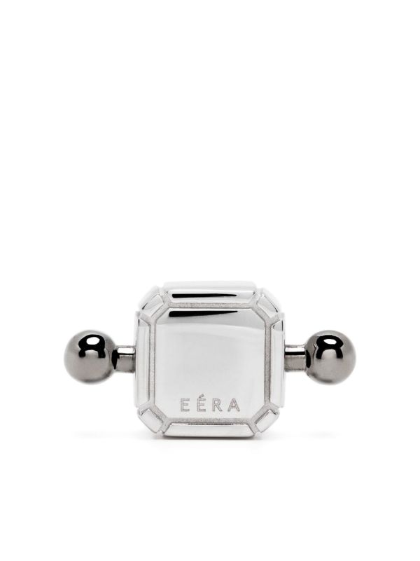 browns EÉRA 18K White Gold Black Bar Square Post Earring | Browns Earrings