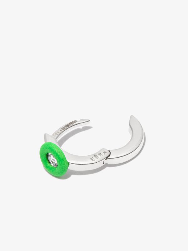 Browns EÉRA 18K White Gold Diamond Enamel Hoop Earring | Browns Earrings