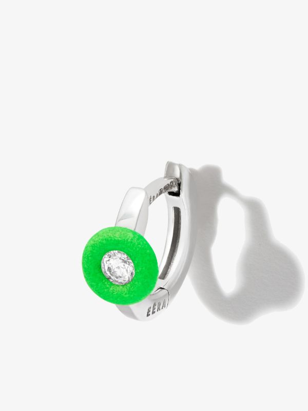 browns EÉRA 18K white gold diamond enamel hoop earring | Browns Earrings