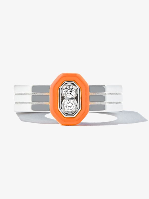 Browns EÉRA 18K White Gold Diamond Enamel Ring | Browns Rings