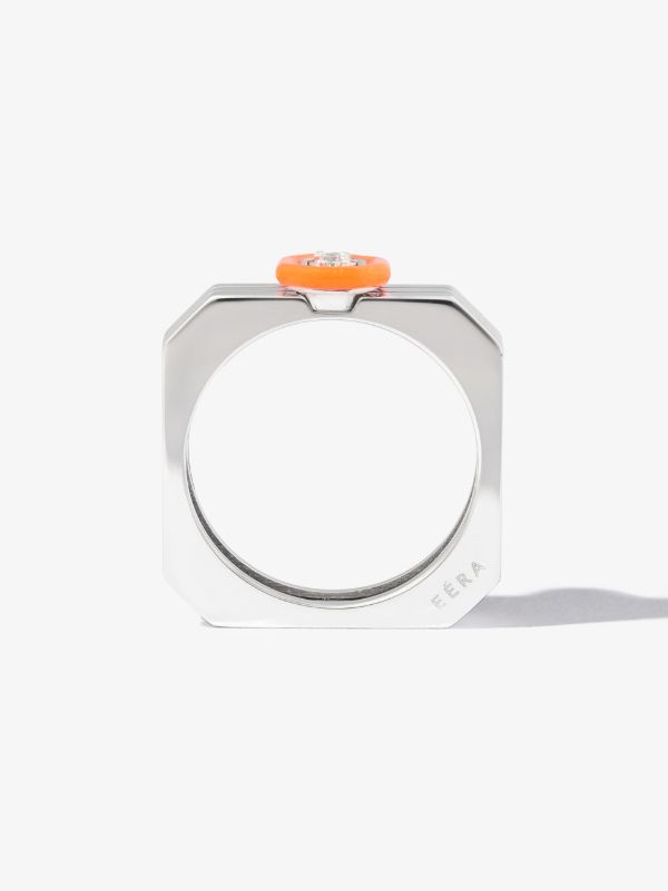 Browns EÉRA 18K White Gold Diamond Enamel Ring | Browns Rings