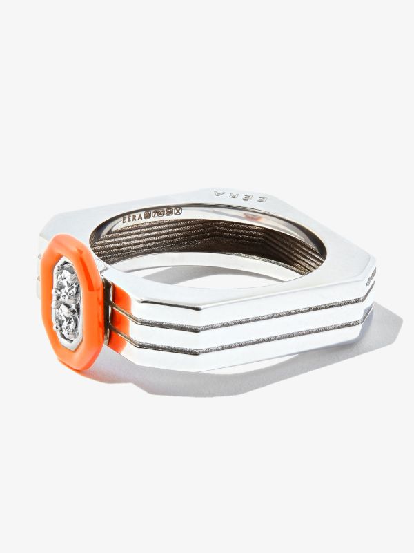 browns EÉRA 18K white gold diamond enamel ring | Browns Rings
