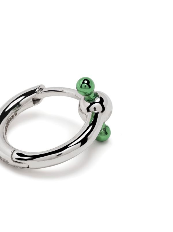 Browns EÉRA 18K White Gold Green Bar Mini Single Hoop Earring | Browns Fine Earrings