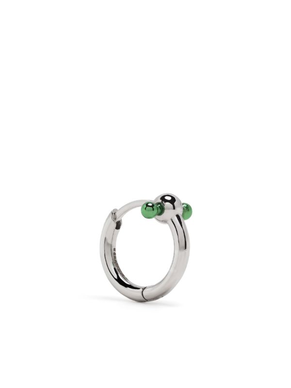 browns EÉRA 18K white gold Green Bar mini single hoop earring | Browns Fine Earrings