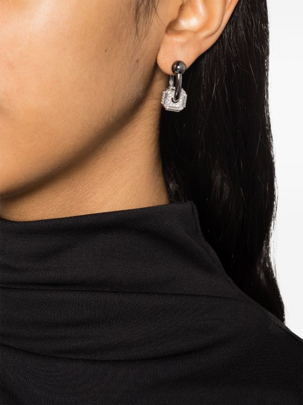 Browns EÉRA 18K White Gold Ninety Couple Diamond Hoop Earrings | Browns Fine Earrings