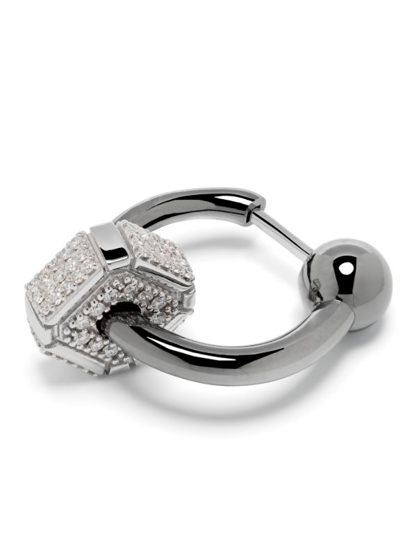Browns EÉRA 18K White Gold Ninety Couple Diamond Hoop Earrings | Browns Fine Earrings
