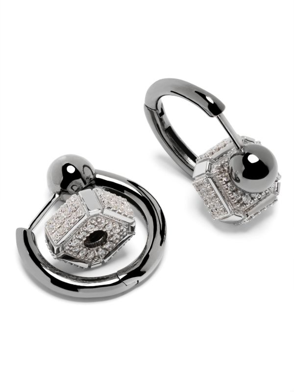 Browns EÉRA 18K White Gold Ninety Couple Diamond Hoop Earrings | Browns Fine Earrings