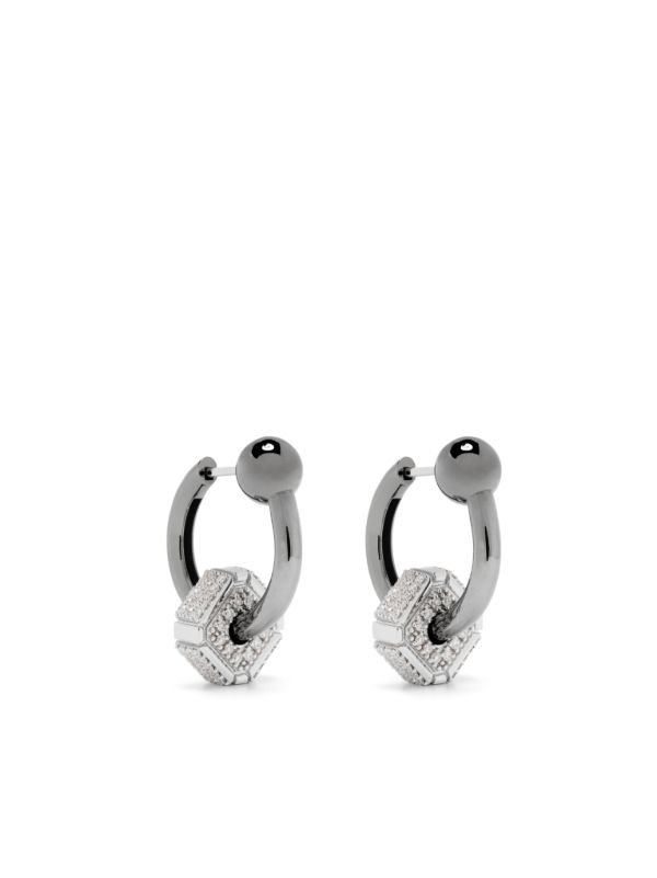 browns EÉRA 18K white gold Ninety Couple diamond hoop earrings | Browns Fine Earrings