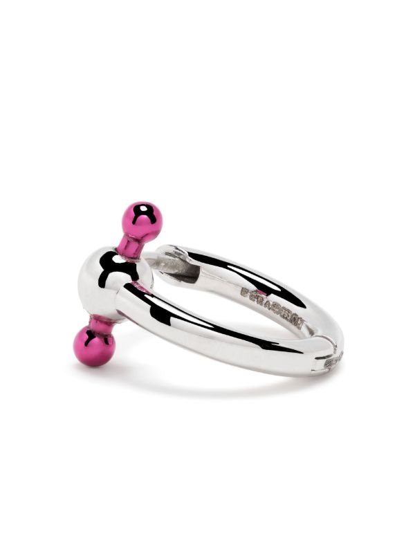 Browns EÉRA 18K White Gold Pink Bar Mini Single Hoop Earring | Browns Fine Earrings
