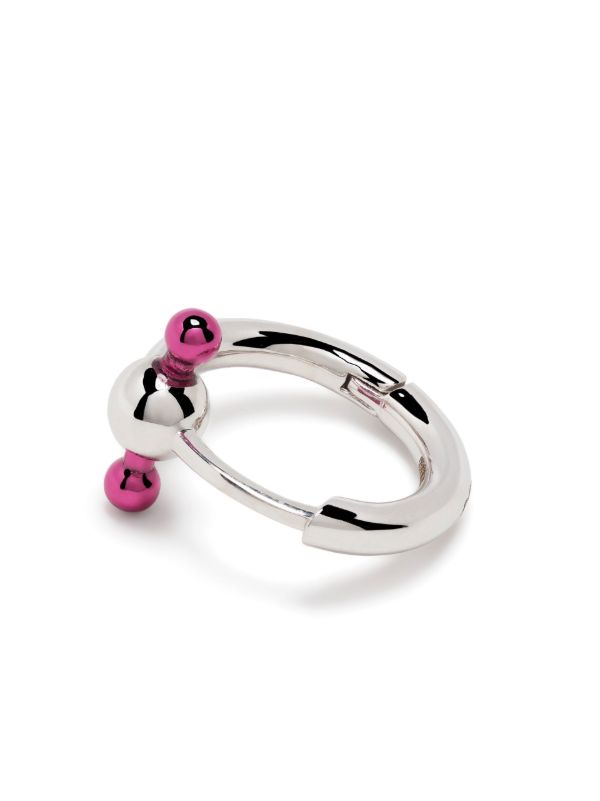 Browns EÉRA 18K White Gold Pink Bar Mini Single Hoop Earring | Browns Fine Earrings