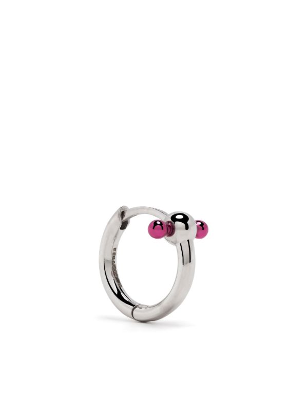 browns EÉRA 18K white gold Pink Bar mini single hoop earring | Browns Fine Earrings