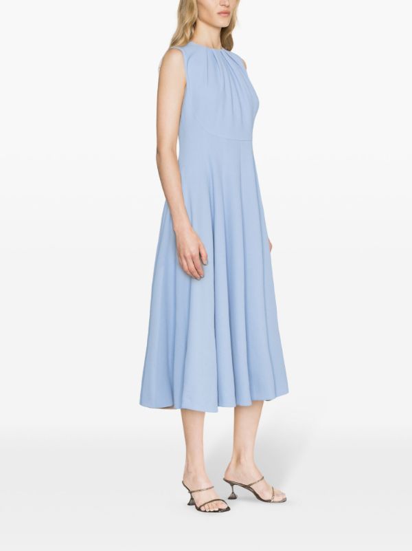 Browns Emilia Wickstead Blue Marlen Crepe Midi Dress | Browns Cocktail & Party Dresses