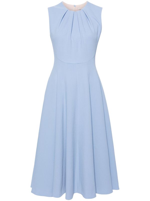 browns Emilia Wickstead Blue Marlen Crepe Midi Dress | Browns Cocktail & Party Dresses