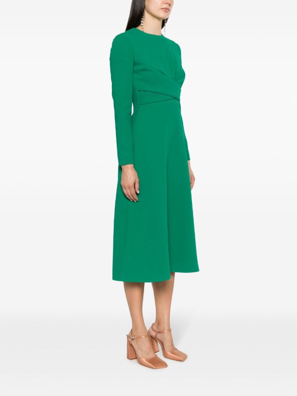 Browns Emilia Wickstead Green Elta Crepe Flared Midi Dress | Browns Evening Dresses
