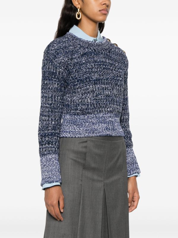 Browns ERDEM Blue Melange-Knit Wool Sweater | Browns Knitted Sweaters