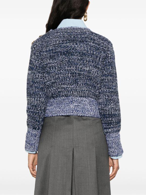 Browns ERDEM Blue Melange-Knit Wool Sweater | Browns Knitted Sweaters