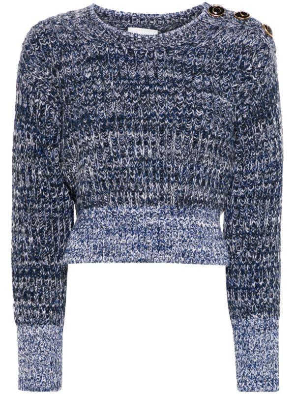 browns ERDEM Blue Melange-Knit Wool Sweater | Browns Knitted Sweaters