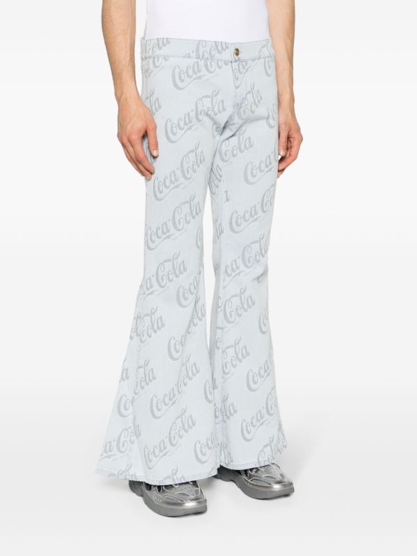 Browns ERL X Coca Cola Cool Grey Low-Rise Flared Jeans | Browns Bootcut Jeans