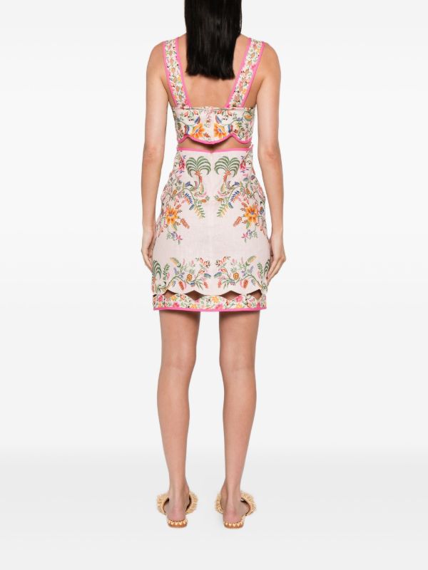 Browns FARM Rio Floral-embroidery Mini Dress | Browns Day Dresses