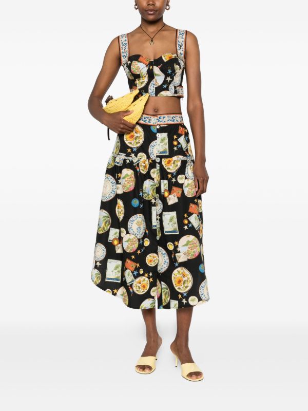 Browns FARM Rio Trip Souvenir Midi Skirt | Browns A-Line Skirts