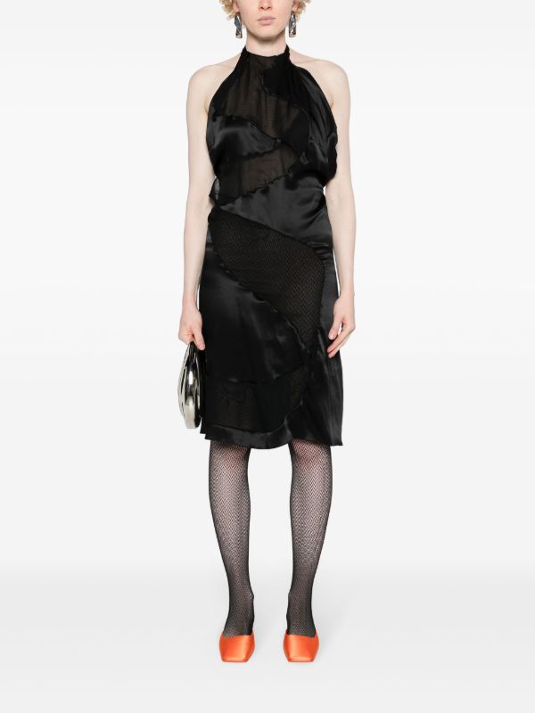 Browns FEBEN Black Spiral Silk Midi Dress | Browns Cocktail & Party Dresses