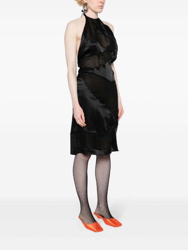 Browns FEBEN Black Spiral Silk Midi Dress | Browns Cocktail & Party Dresses