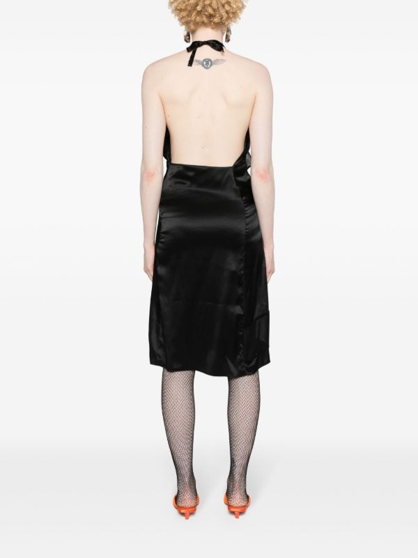 Browns FEBEN Black Spiral Silk Midi Dress | Browns Cocktail & Party Dresses